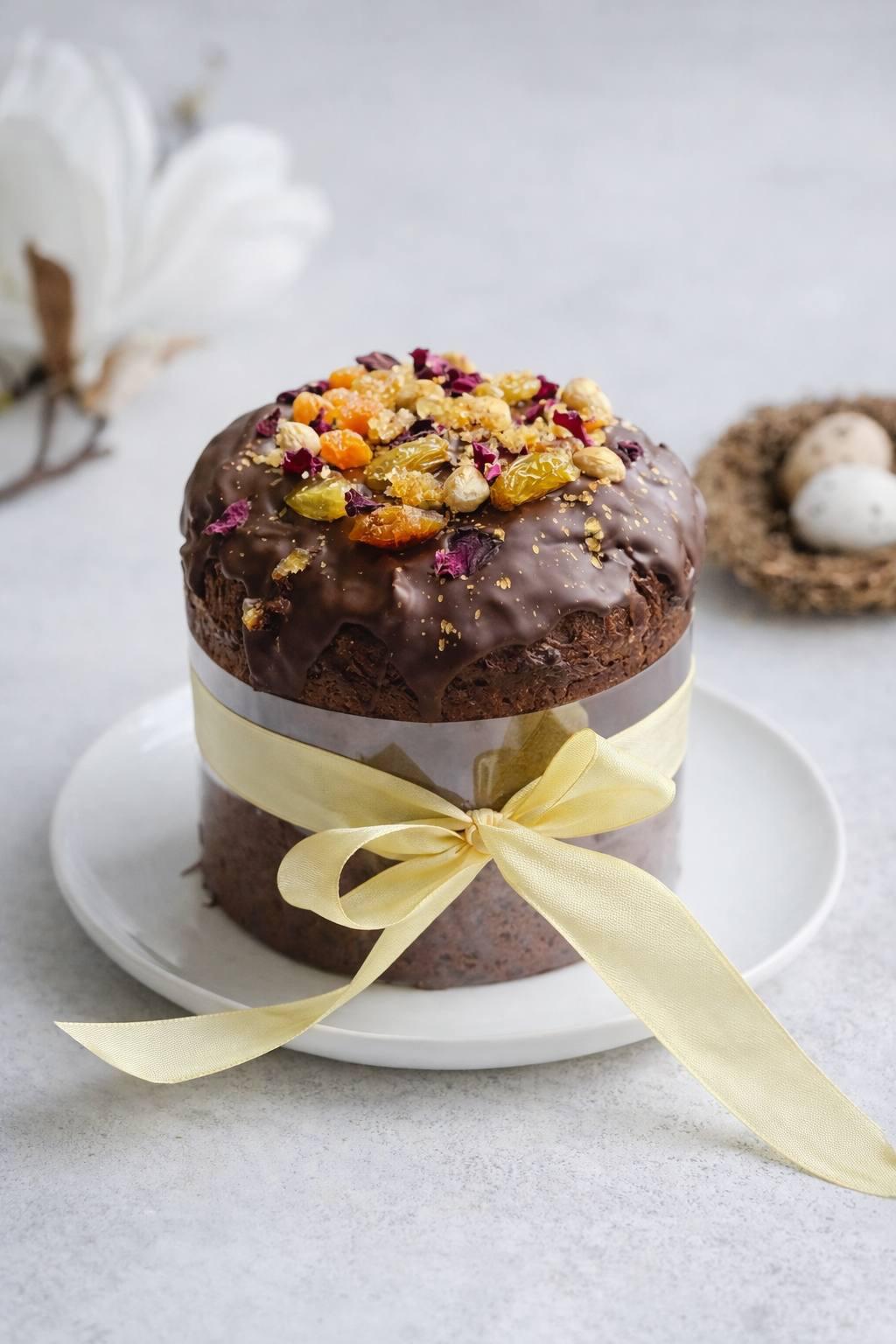 Chocolate Kulich with Double Chocolate Filling