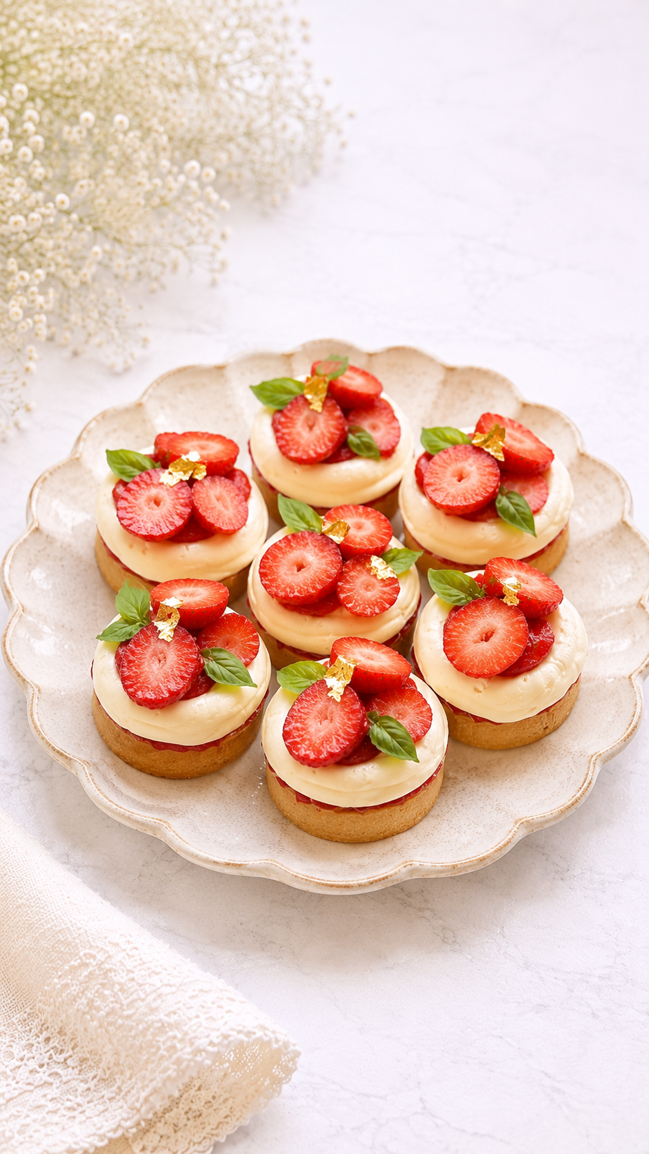 Tarts with Strawberry and Basil - 6pcs
